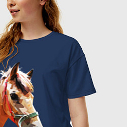 Футболка оверсайз женская Лошадь, цвет: тёмно-синий — фото 2