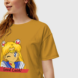 Футболка оверсайз женская Sailor Moon Good Luck, цвет: горчичный — фото 2