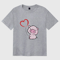 Женская футболка оверсайз Pig Love