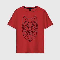Женская футболка оверсайз Полигональный волк