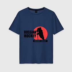 Женская футболка оверсайз Russian hockey