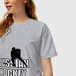Футболка оверсайз женская Russian hockey, цвет: меланж — фото 2