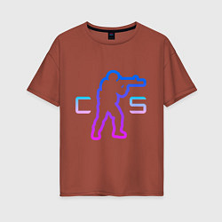 Женская футболка оверсайз CS - логотип с бойцом