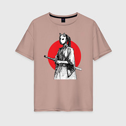 Женская футболка оверсайз Самурай на страже