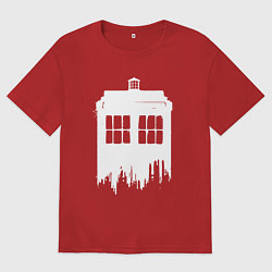 Женская футболка оверсайз Тардис white - Доктор Кто