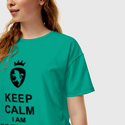 Футболка оверсайз женская Keep Calm & Juventus fan цвета зеленый — фото 2