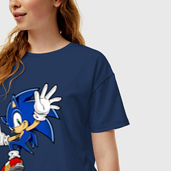 Футболка оверсайз женская Sonic, цвет: тёмно-синий — фото 2