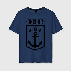 Футболка оверсайз женская Anchor Shield, цвет: тёмно-синий