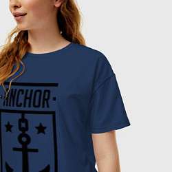 Футболка оверсайз женская Anchor Shield, цвет: тёмно-синий — фото 2