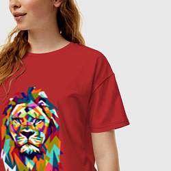 Футболка оверсайз женская Lion Art, цвет: красный — фото 2