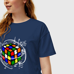 Футболка оверсайз женская Кубик Рубика, цвет: тёмно-синий — фото 2