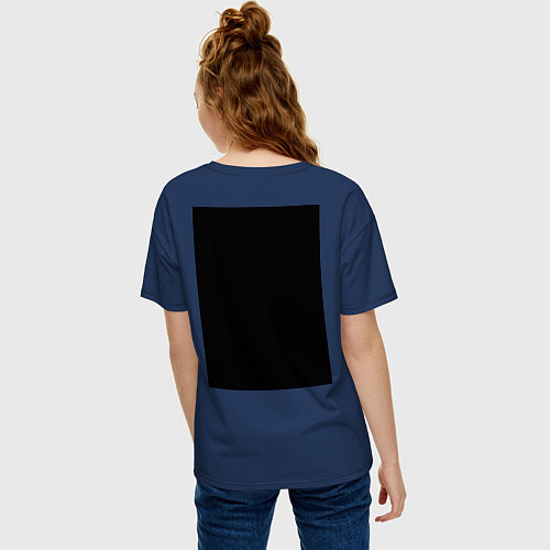 Женская футболка оверсайз Marshmello / Тёмно-синий – фото 4