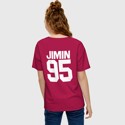 Женская футболка оверсайз BTS JIMIN / Маджента – фото 4