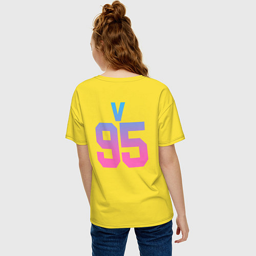 Женская футболка оверсайз BTS: Neon V / Желтый – фото 4