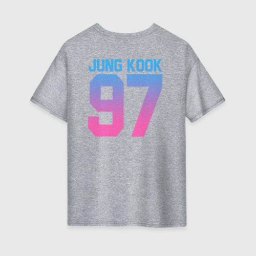 Женская футболка оверсайз BTS: Neon Jung Kook / Меланж – фото 2
