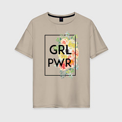 Женская футболка оверсайз GRL PWR