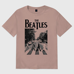 Футболка оверсайз женская The Beatles: Mono Abbey Road, цвет: пыльно-розовый