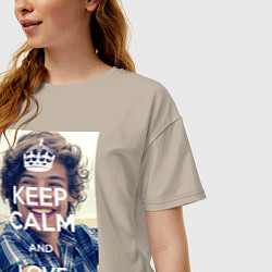 Футболка оверсайз женская Keep Calm & Love Harry Styles, цвет: миндальный — фото 2