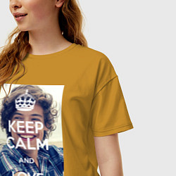 Футболка оверсайз женская Keep Calm & Love Harry Styles, цвет: горчичный — фото 2