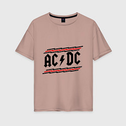 Футболка оверсайз женская AC/DC Voltage, цвет: пыльно-розовый