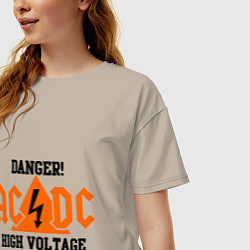 Футболка оверсайз женская AC/DC: High Voltage, цвет: миндальный — фото 2