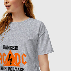 Футболка оверсайз женская AC/DC: High Voltage, цвет: меланж — фото 2