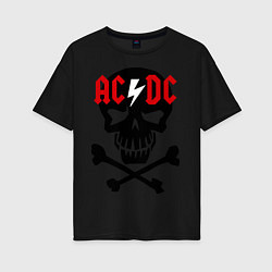 Женская футболка оверсайз AC/DC Skull