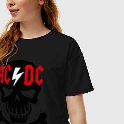 Футболка оверсайз женская AC/DC Skull, цвет: черный — фото 2