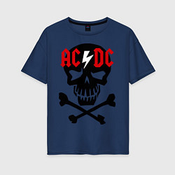 Футболка оверсайз женская AC/DC Skull, цвет: тёмно-синий