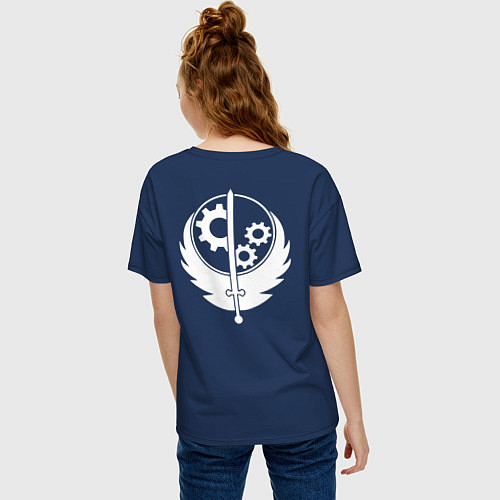 Женская футболка оверсайз Fallout: Brotherhood of Steel / Тёмно-синий – фото 4