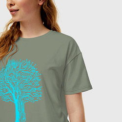 Футболка оверсайз женская Cyberpunk 2077: Blue Tree, цвет: авокадо — фото 2