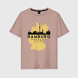 Футболка оверсайз женская Гамбург - Германия, цвет: пыльно-розовый