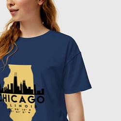 Футболка оверсайз женская Чикаго - США, цвет: тёмно-синий — фото 2