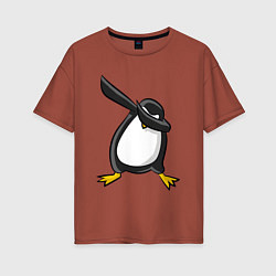 Футболка оверсайз женская DAB Pinguin, цвет: кирпичный