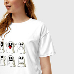 Футболка оверсайз женская Funny ghosts - halloween, цвет: белый — фото 2