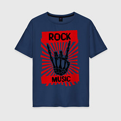 Женская футболка оверсайз Rock music: bones