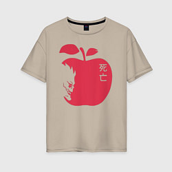 Женская футболка оверсайз Тетрадь Смерти - Рюк и яблоко