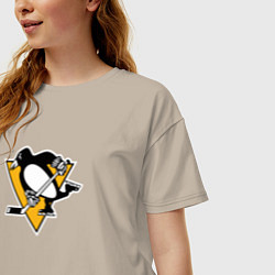 Футболка оверсайз женская Pittsburgh Penguins: Evgeni Malkin, цвет: миндальный — фото 2