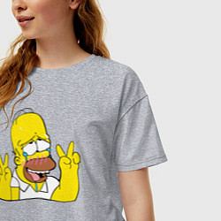 Футболка оверсайз женская Homer Ahegao, цвет: меланж — фото 2