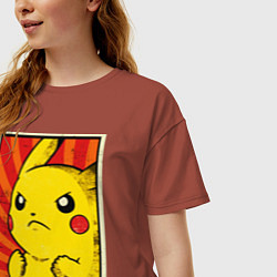 Футболка оверсайз женская Pikachu: Pika Pika, цвет: кирпичный — фото 2