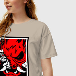 Футболка оверсайз женская Cyberpunk 2077: Samurai Poster, цвет: миндальный — фото 2