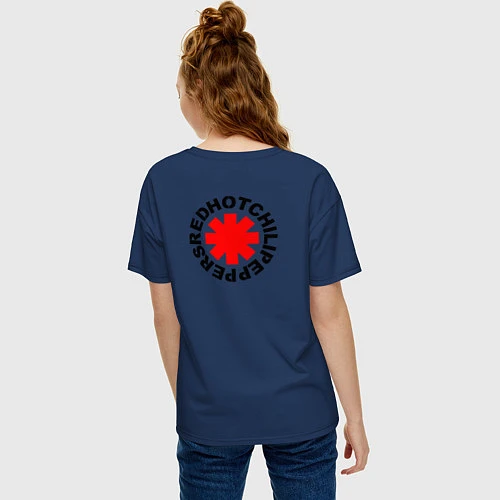 Женская футболка оверсайз RED HOT CHILI PEPPERS / Тёмно-синий – фото 4
