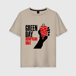 Футболка оверсайз женская Green Day: American idiot, цвет: миндальный