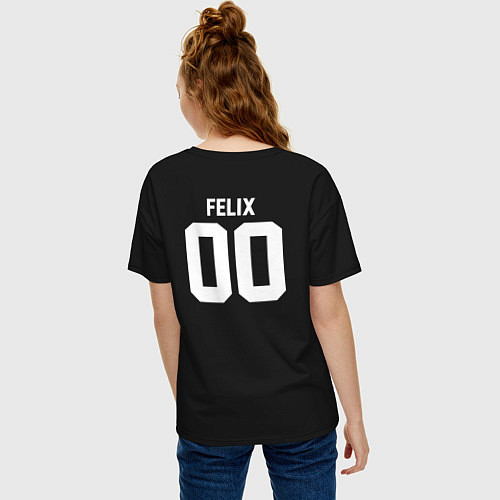 Женская футболка оверсайз STRAY KIDS FELIX / Черный – фото 4