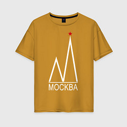 Женская футболка оверсайз Москва-белый логотип-2