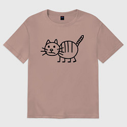 Женская футболка оверсайз Рисунок кота