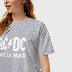 Футболка оверсайз женская ACDC BACK IN BLACK, цвет: меланж — фото 2