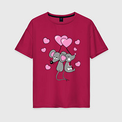 Женская футболка оверсайз Влюбленные мышки