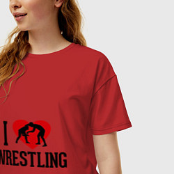 Футболка оверсайз женская I love wrestling, цвет: красный — фото 2