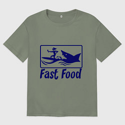 Футболка оверсайз женская Shark fast food, цвет: авокадо